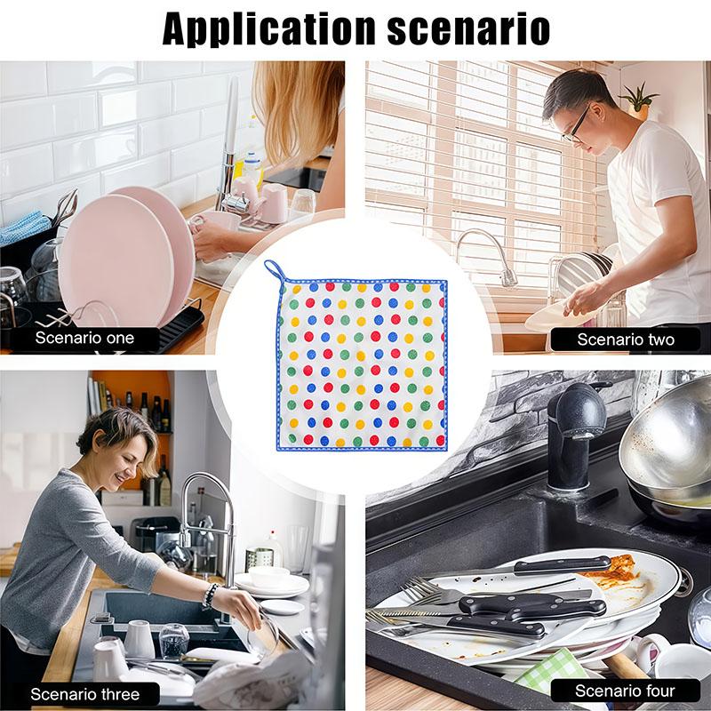 5Pcs/10Pcs Colorful Polka Dot Cloths, Absorbent Cloths, Cleaning Cloths, Hand Wiping Cloths