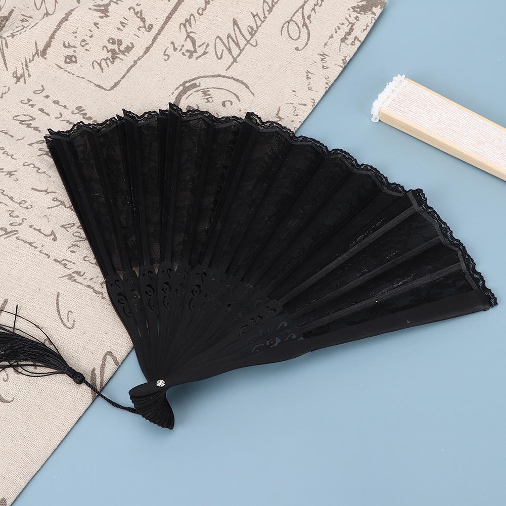 Double Layer Vintage Janpanese Style Lace Hand Folding Fan for Women Performance Gifts Party
