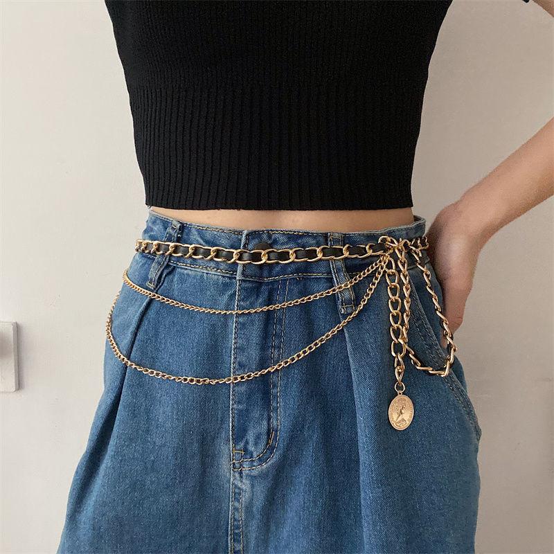 Trendy Minimalist Metal Chain Waist Sash For Women With Elegant Dress And Top Pairing