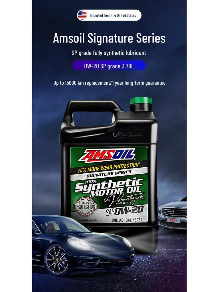 Amsoil Signature Series 0W-20 Fully Synthetic Engine Oil for Japanese, American, and Korean Cars