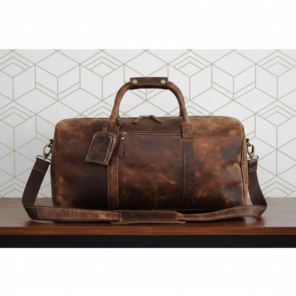 Acheter Sac de voyage en cuir de chèvre pour hommes, sac de sport véritable marron Vintage Duffle S, nouveaux sacs