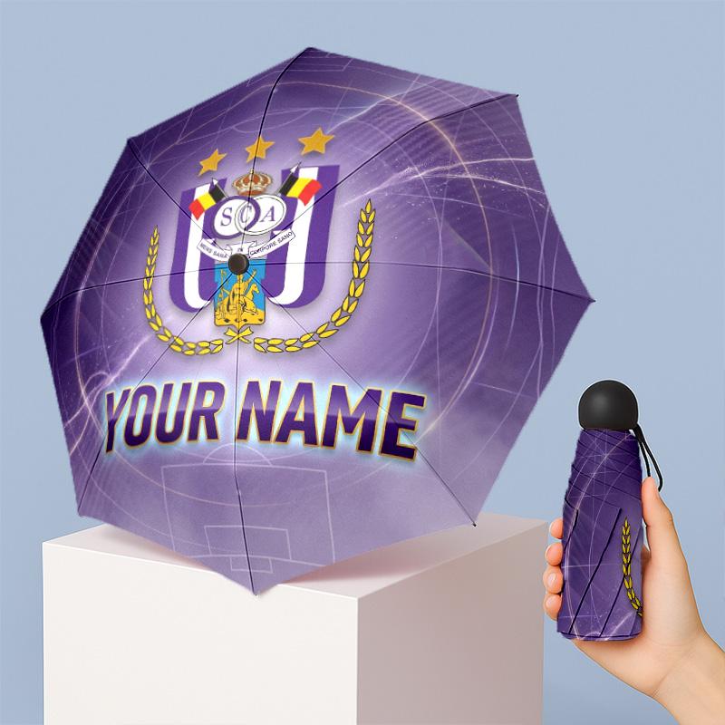 Anderlecht FC Manual Five Fold 8 Rib Umbrella Support Custom Text, Lightweight Travel Umbrella