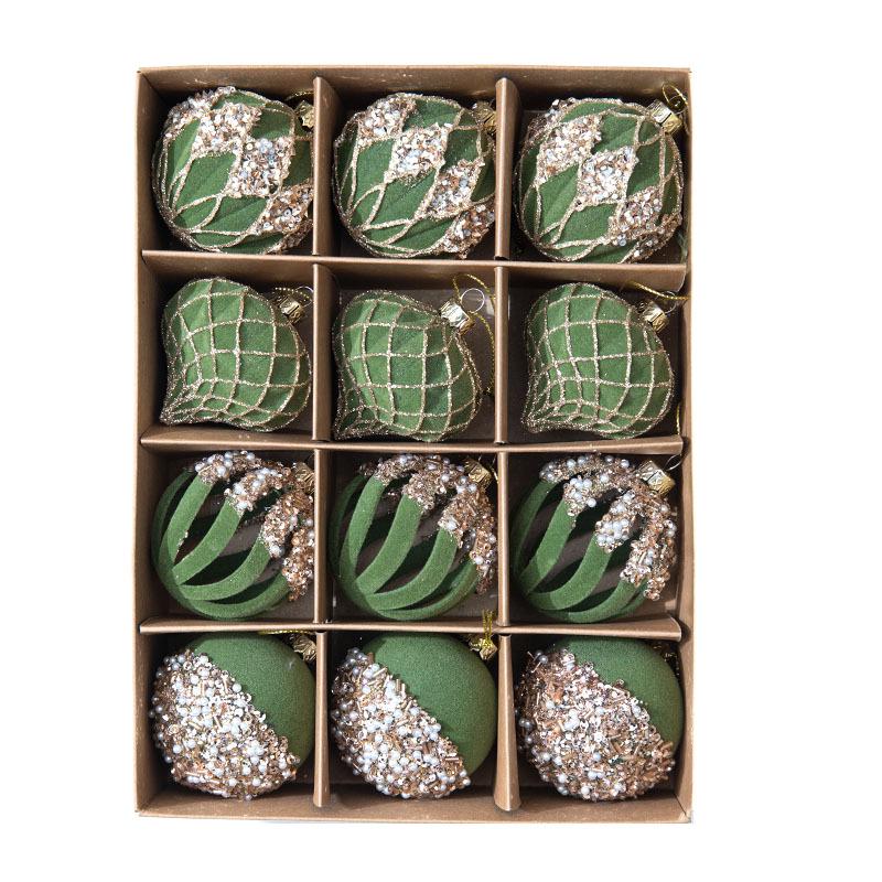 Irregular Flocking Painted 6cm 12-Piece Christmas Tree Ornaments (2025)