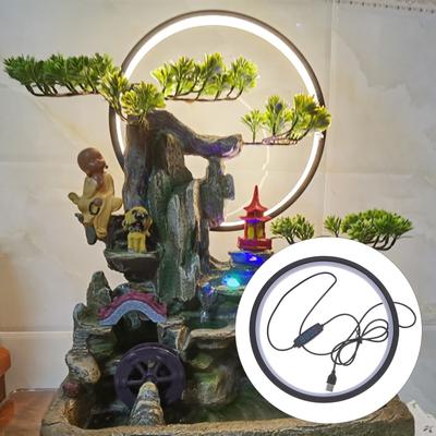 Zen-Meditations-Räuchergefäß mit LED-Lichtring Wasserfall-Fluss USB-betrieben Buddha-Statue Dekoration für Wohnzimmer Eingangsbereich