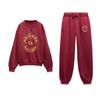 Fall and Winter Washing Effect Preppy Style Alphabet Plus Velvet Sweatshirt 3253837 Drawstring Jogger Pants 3253838
