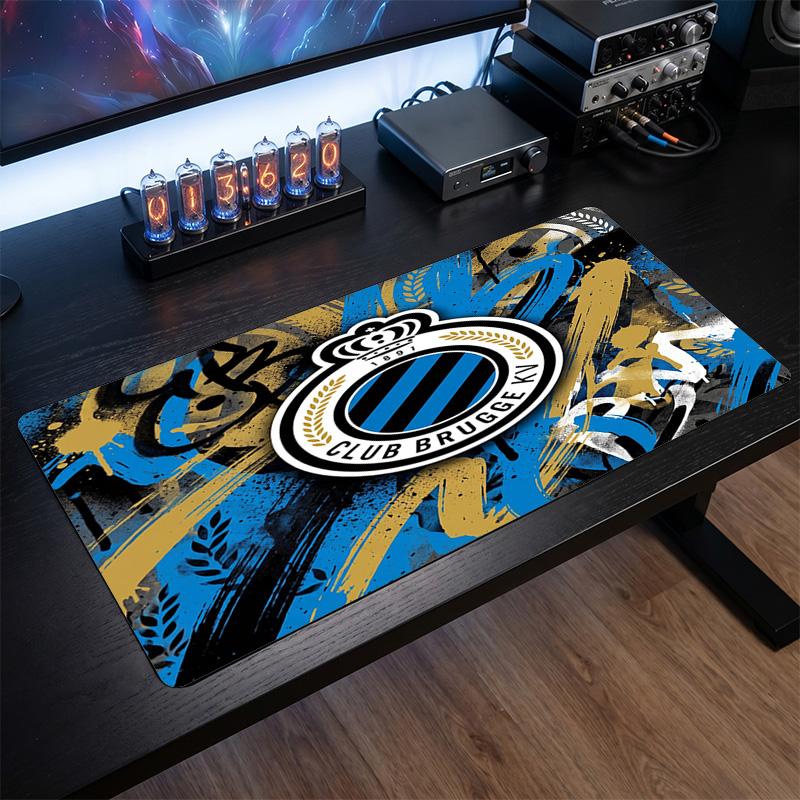 Club Brugge FC Theme Pattern Mouse Pad, Soccer Logo Design XXL Gaming Desk Mat Non-Slip Computer Mouse Pad