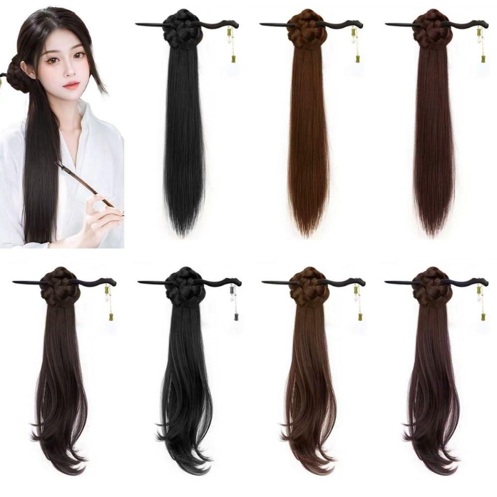 Hair Stick Claw Clip Ponytail Wig Bamboo Hairpin Wig Braid Ponytail Braided Side Ponytail  Women