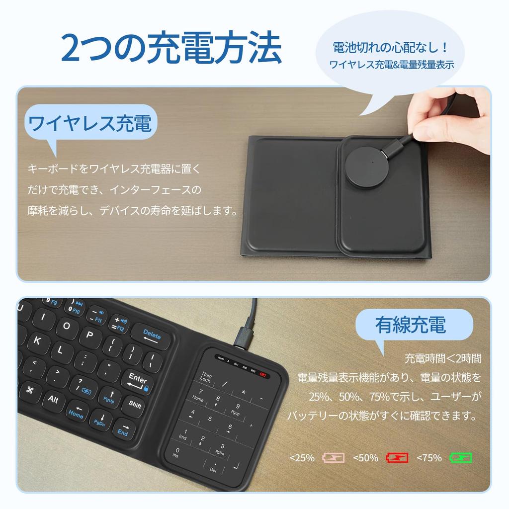 MoSpace Bluetooth Foldable Wireless iPad Keyboard with Touchpad, Multi-Pairing, Compatible with iOS, Windows, and Android, Compact, Lightweight,