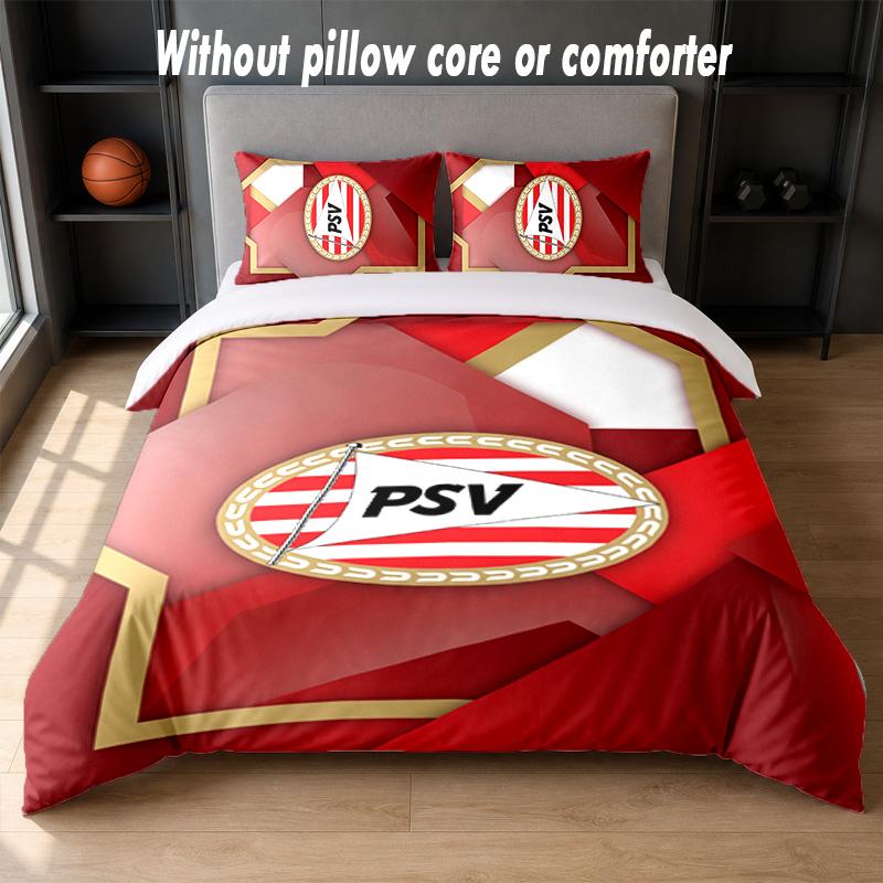 PSV Eindhoven FC Design Bed Bedding Set 1 Duvet Cover + 2 Pillowcases Soft Breathable Household Bed Linens