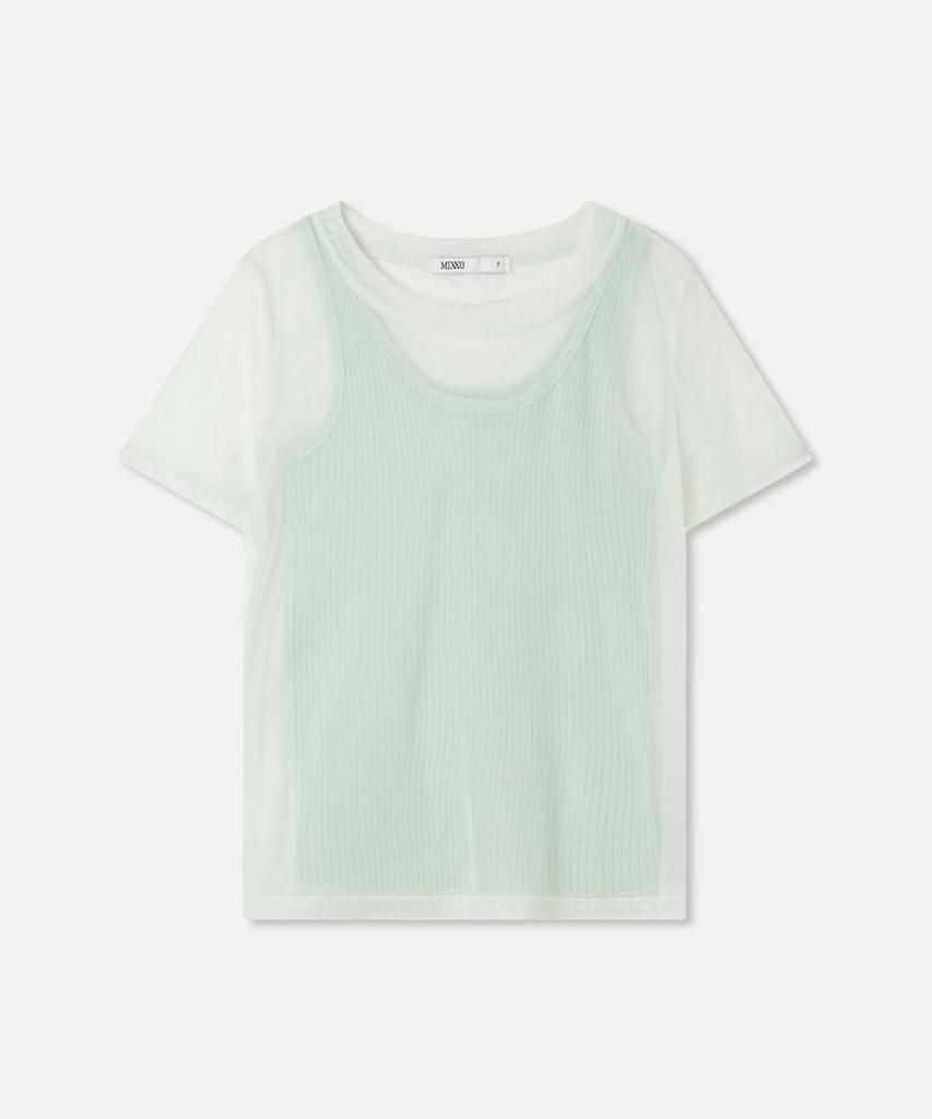 MIXXO Mesh Layered Short Sleeve T-Shirt_Miwhwg48Ss