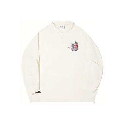 Li Ning X Staple Collaboration Series Comfortable Casual Simple Pullover Loose Long Sleeve Polo Shirt Men Tops Off-White AAEV031-1