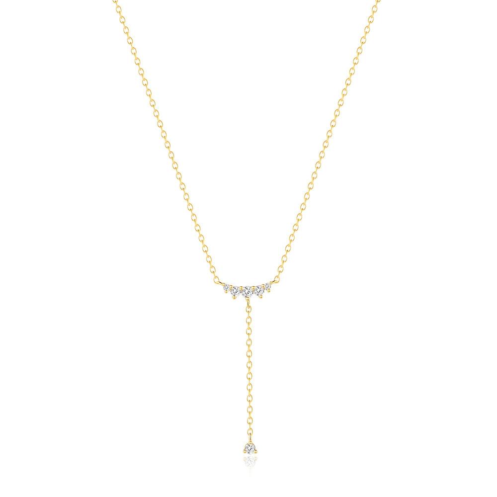 S925 Sterling Silver Stylish And Simple Single Row With Diamonds Y-Shaped Versatile Collarbone Chain Necklace V-Neck Thin Necklace