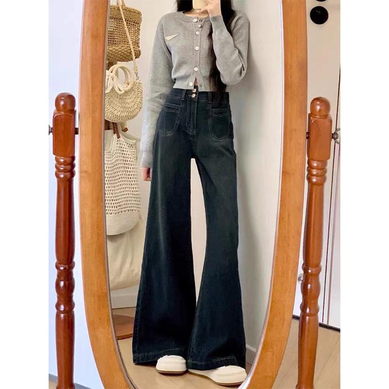 Plus Size Retro High Waist Fleece-Lined Wide Leg Jeans for Women - Winter 2025 Loose Straight Leg Trousers.