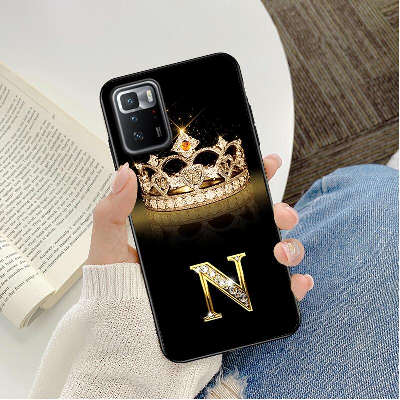 Diamond Crown Letter Phone Case For Xiaomi Redmi Note 11 10 Pro Note 8 Pro 9Pro Note9 9S 10S 9T Redmi 10 9C 9A
