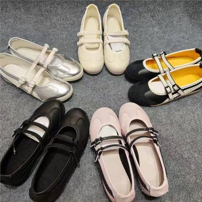 Pink Ballet Sports Inner Flat Single Shoes Women's 2025 New Spring Skirt Mary Jane Small Leather Shoes