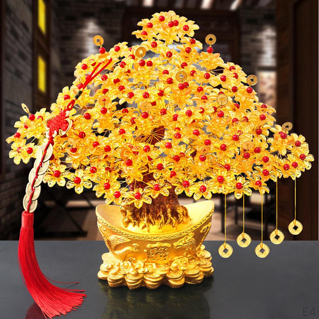 Sculptures Fortune Bonsai Style Good Luck Creative Tree Crafts Wealth for Desktop Office Room