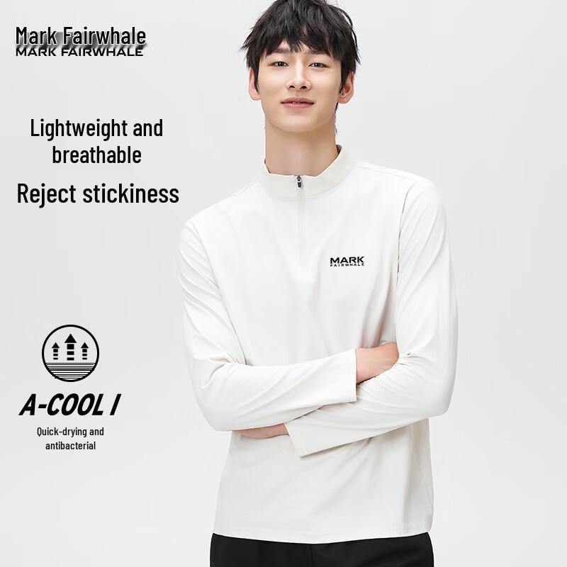 Mark Fairwhale Men s Quick-Dry Anti-Bacterial Stand Collar Long Sleeve Sport T-Shirt 2XL
