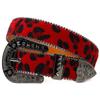 Rhinestones Buckle Leopard Belt for Women Men Eye Catching Pants Belt Waistband Female Aesthetic PU Belt Waist Ornament