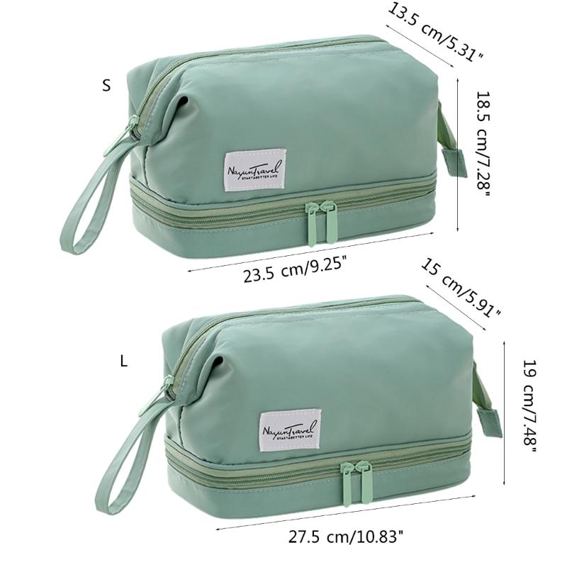 Large Travel Toiletry Cosmetic Bags Double Layer Portable Nylon Makeup Bags Storage Pouch for Women