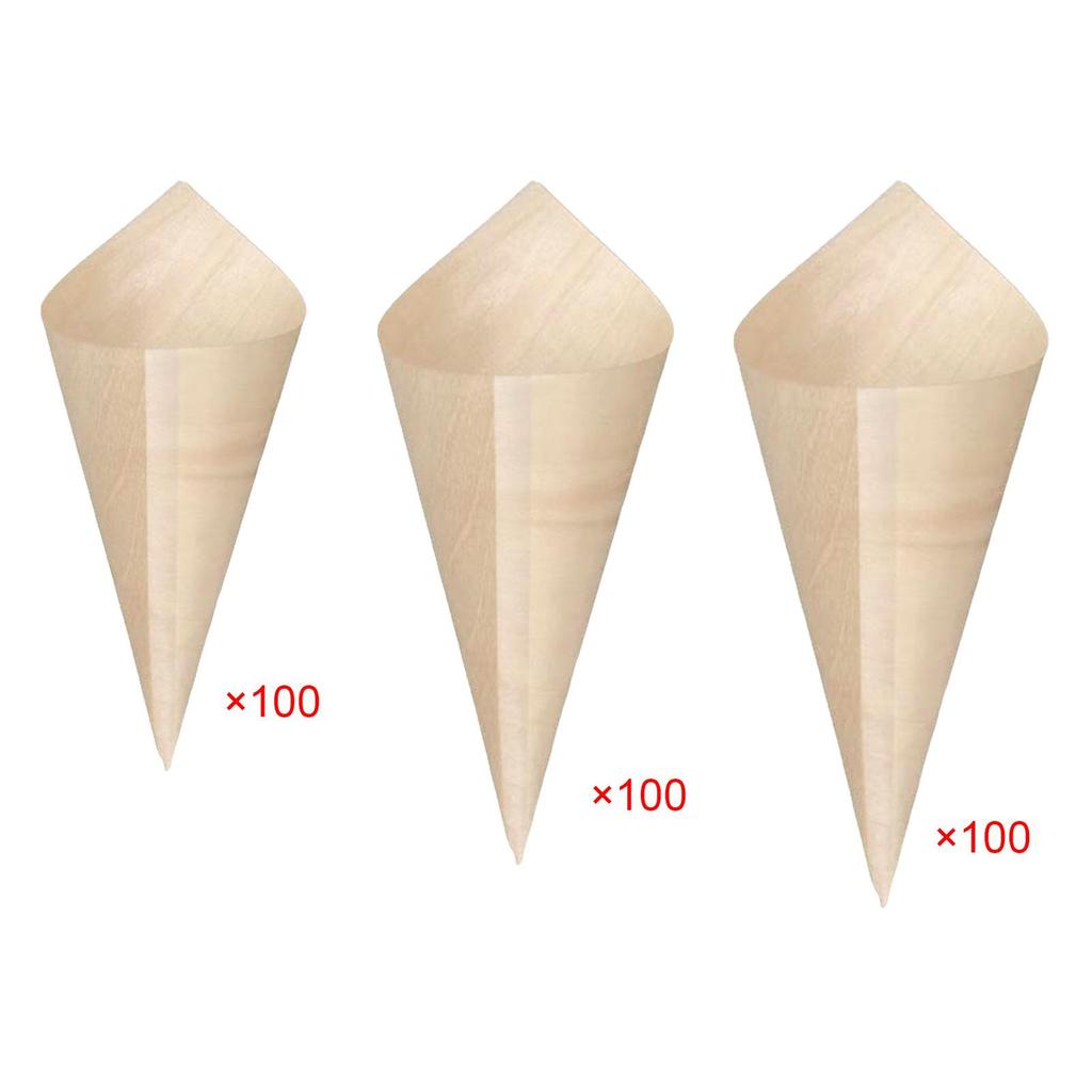 100 Wooden Dessert Cones, Ideal for Weddings, Buffets, Catering, Events, Parties And Home Use.