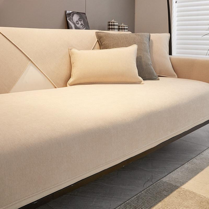 Khaki Sofa Cushion Four Seasons Universal Non-Slip Chenille Cushion Modern Leather Cushion