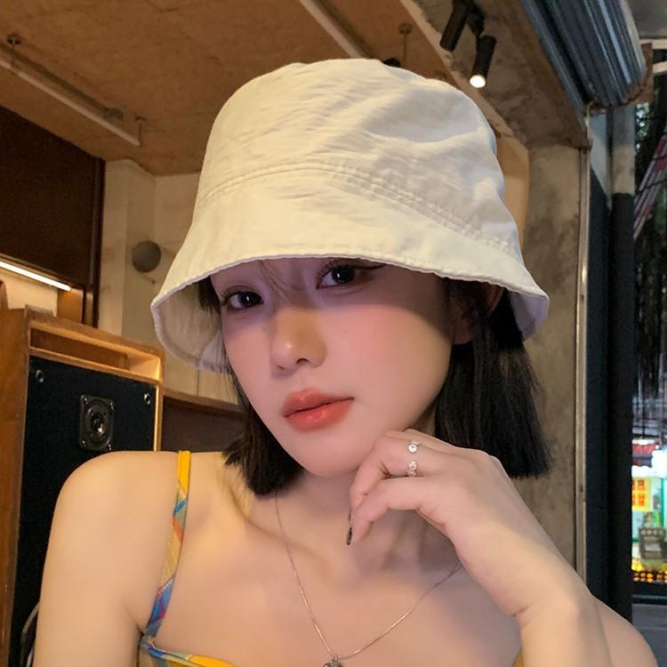 Bucket hat women's summer casual thin large brim showing face small sunscreen sunshade bucket hat