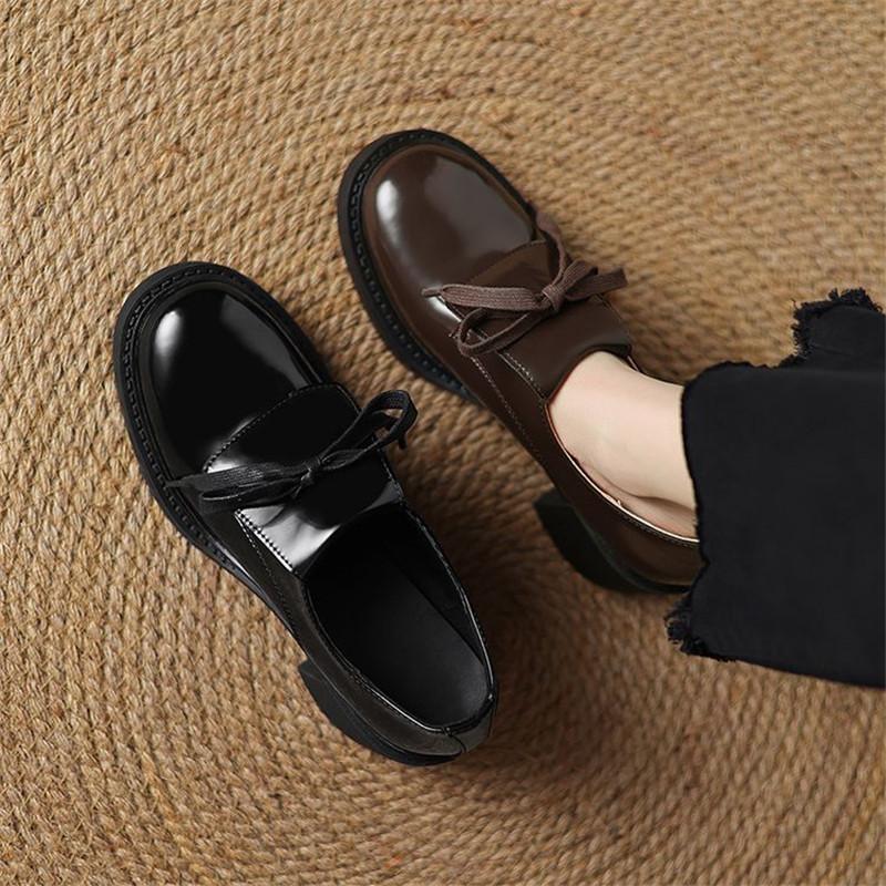 Fashion New Spring Patent Leather Woman Shoes Round Toe Women Pumps Shoes for Women Chunky Heel Loafers Fashion Casual High Heels Shoes