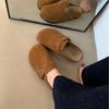 Platform-soled Beef Reverse Velvet Birkenstocks Bag Head Half Slippers Women's Shoes 2025 Autumn and Winter Casual Outer Wear Half Toboken Shoes