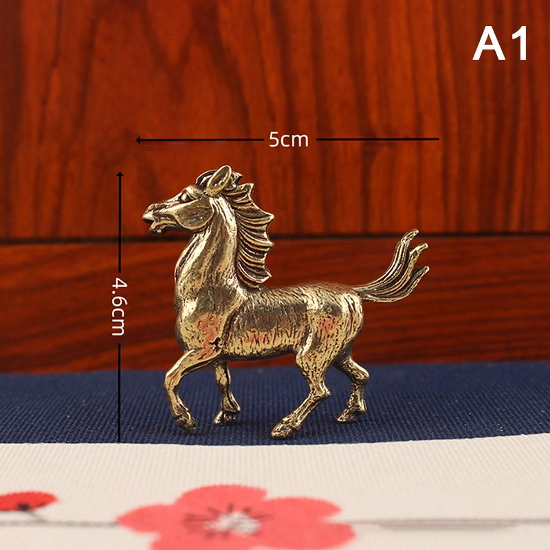 Creative Metal Craft Home Decorations Vintage Brass Horse Statue Desktop Ornament Decoration Zodiac Horse Statue Stereoscopic
