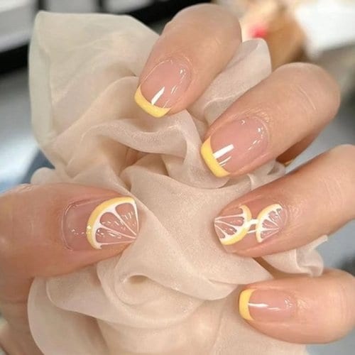 

Refreshing Yellow Lemon Nail Tips [24tips]