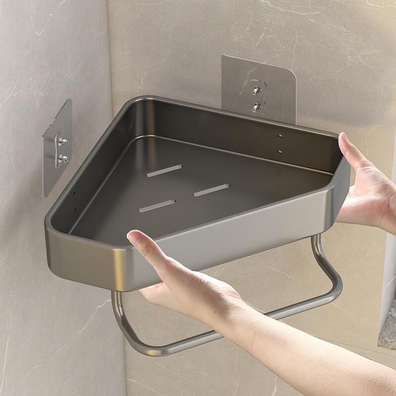 Stainless Steel No-Drill Corner Bathroom Shelf