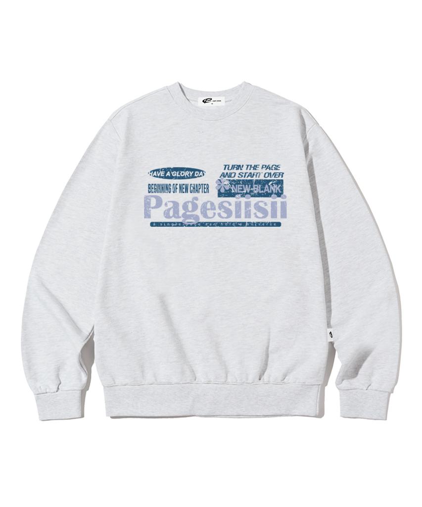 PAGESIISII Vintage Blank Print Sweatshirt White Melange