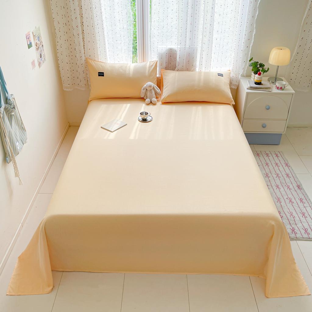 Yongyouwan Cotton Solid Color Double Piece Bed Sheet