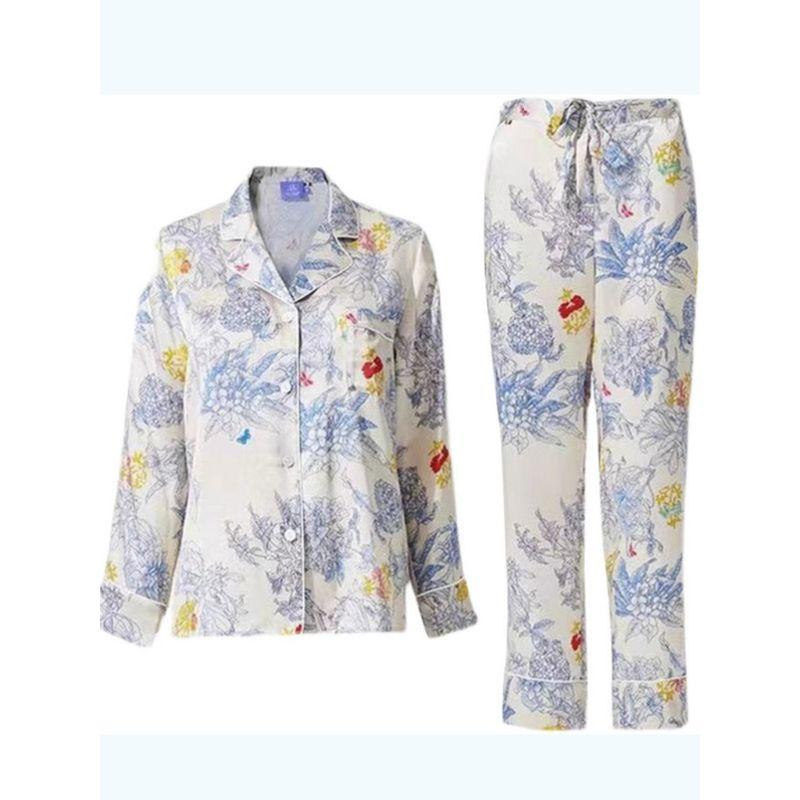 Widodo Thick Satin Pajamas Women Spring and Autumn Light Luxury High-End Silk High-Grade Modal Garden Summer Homewear