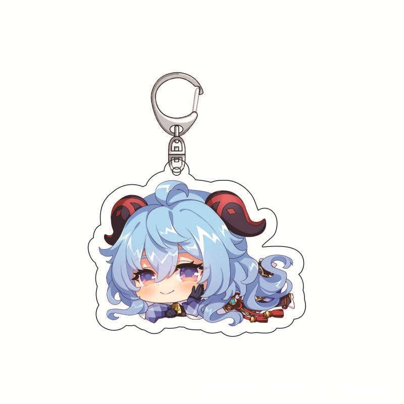 Impact Genshin Acrylic Keychain Anime Merchandise Keqing Paimon Barbara School Creative Pendant Mobile Game Accessories In Stock