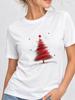 (Asian Size) Lovely Tree Style Christmas New Year Clothing T Shirt Women Fashion Festival Tee Top Print Female Woman Short Sleeve Graphic T-shirts