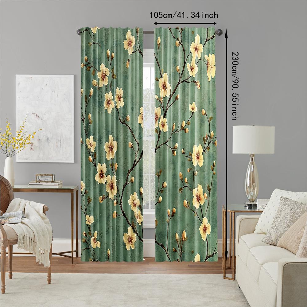 2 pcs   versatile polyester transparent curtains for home decoration Retro vine flowers for use in bedrooms and living rooms
