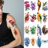 9pcs Temporary Tattoo Flower Tattoo Colorful Frog Tattoo Butterfly Tattoo For Male Arms Back