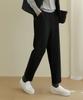 Jikeulib Warm Bonded Fleece Lined String Banding Pintuck Black Spandex Slacks