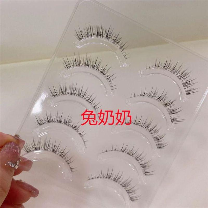 Mogugu - Set mit 5 Paar: Natürliche, zarte Falsche Wimpern mit transparentem Band