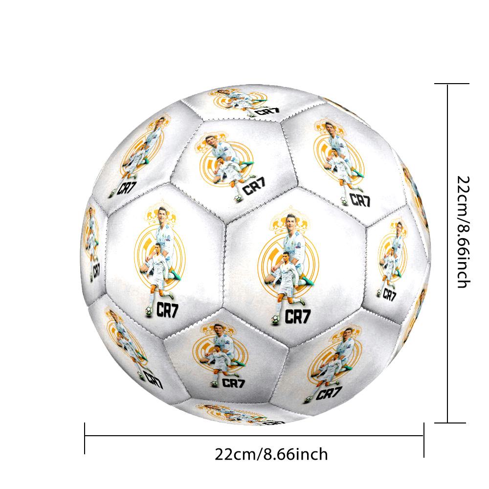 Pallone da Calcio Real Madrid Cr7 Legacy Misura 5 Cucito a Macchina per Allenamento e Partite Indoor/Outdoor Accessorio Calcio