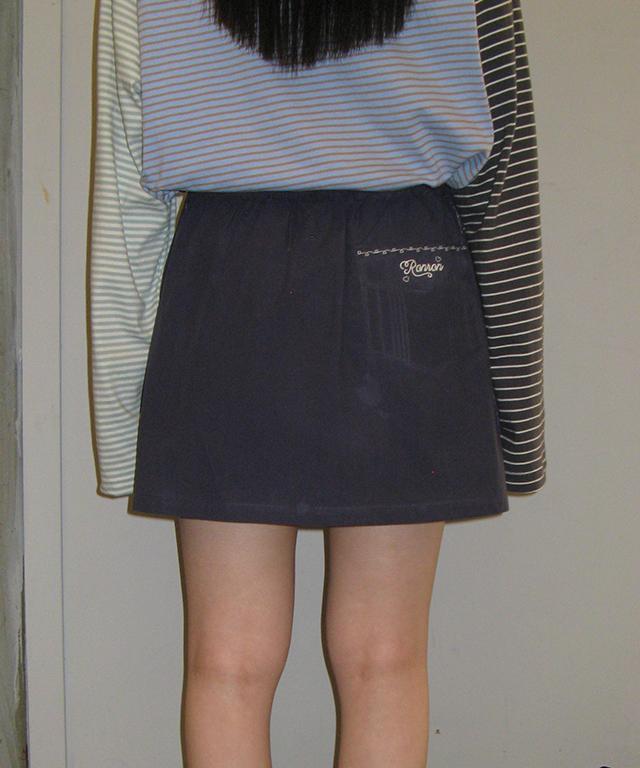 Ronron Lover Stitch Pocket Mini Skirt Tube Top Navy