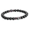 Volcanic Stone & Moonstone Men's Beaded Bracelet with Obsidian Accents