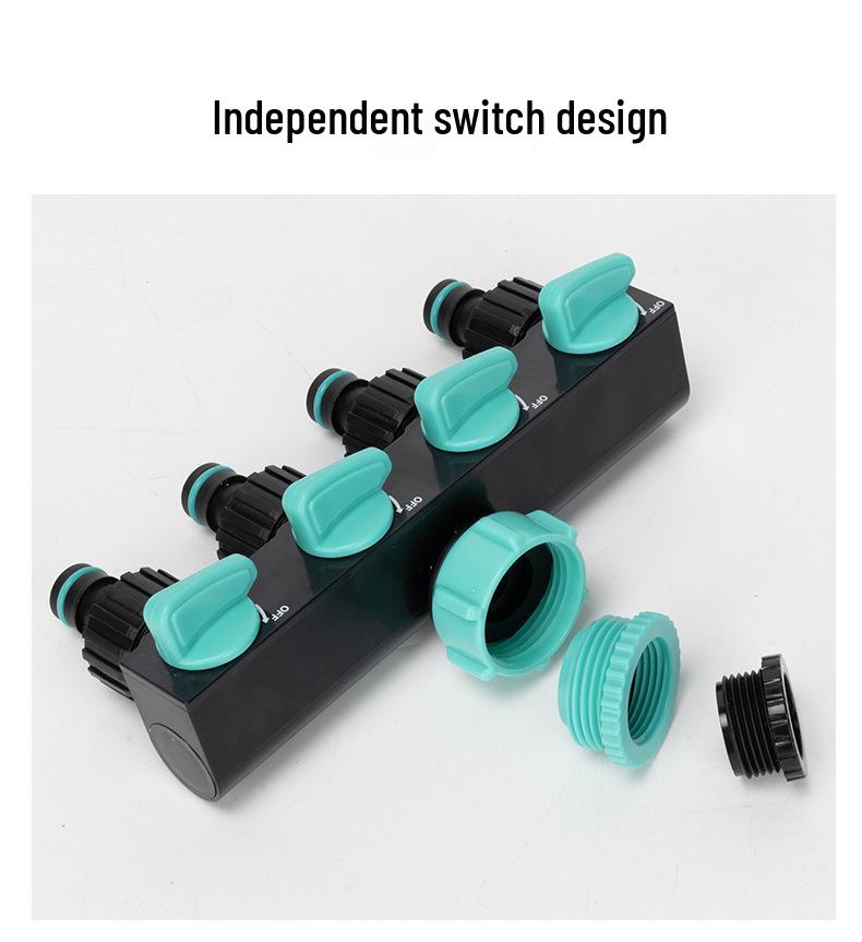 Car Wash 4/6-Point Diverter, 1" Faucet Connector, 5-Way with Ball Valve