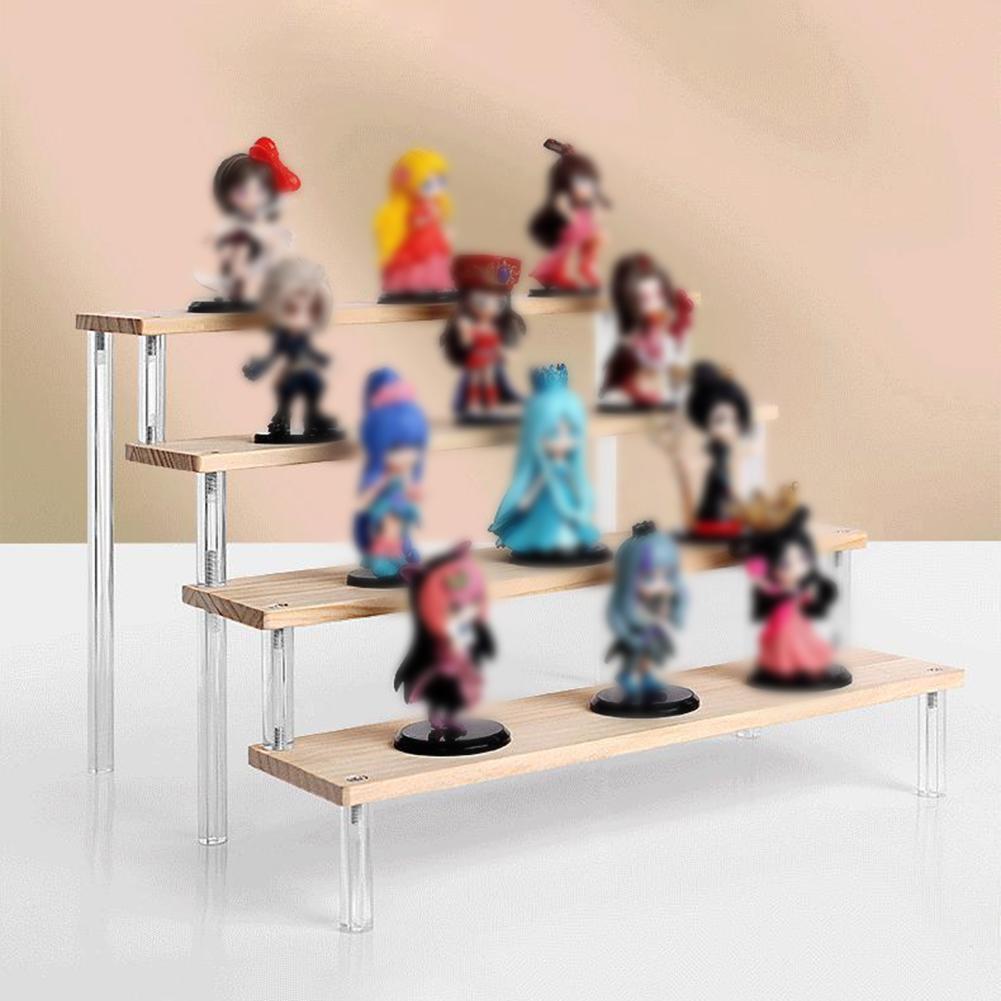 Acrylic Display Rack Wooden Ladder Rack Cosmetics Storage
