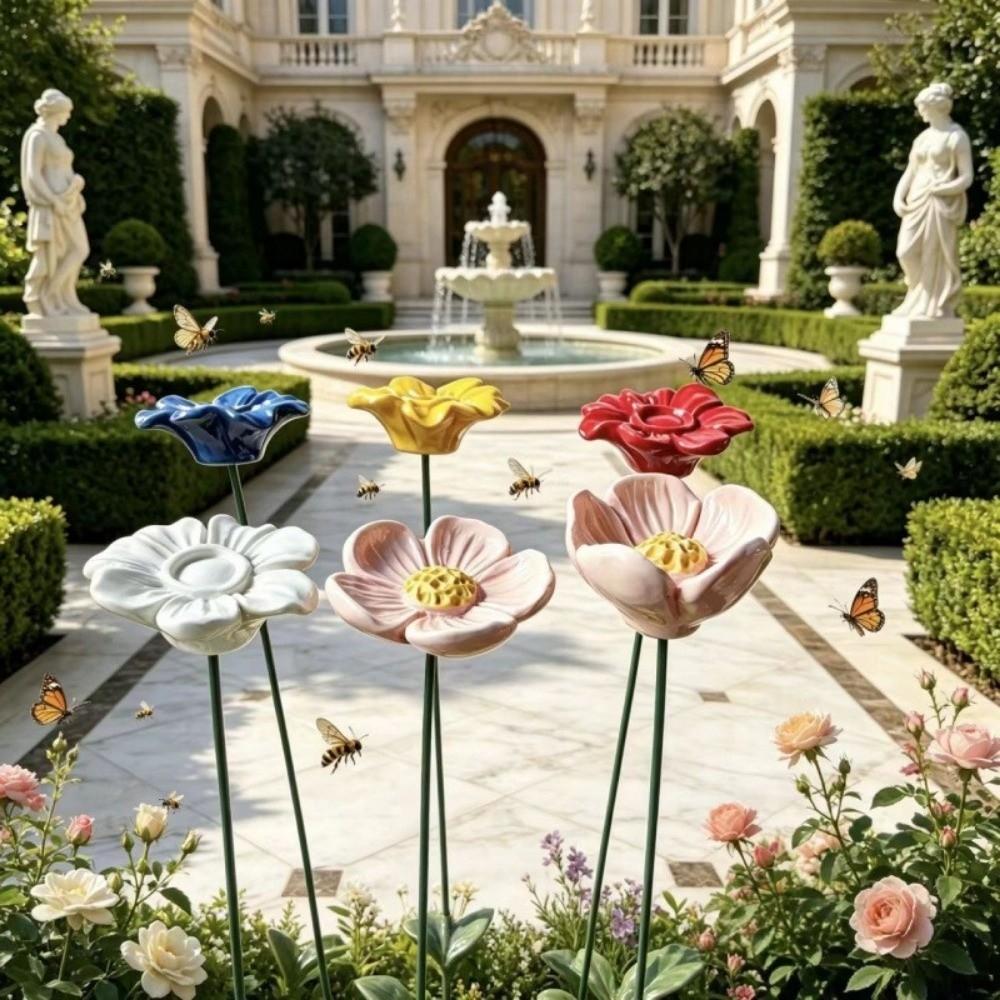Colorful Insect Drinking Cup Flower Shape Garden Decoration Bee Watering Station Household