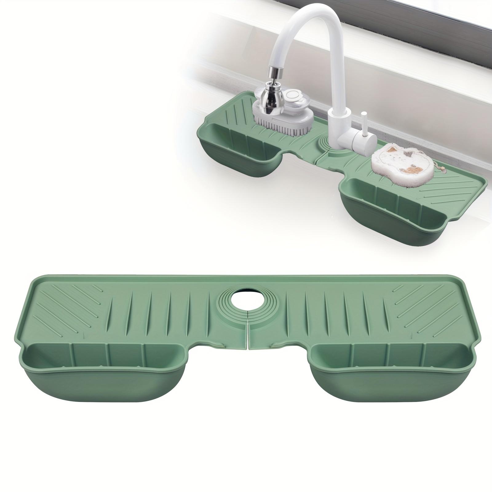 

1 шт. силиконовый коврик для защиты от брызг раковины, устойчивый к плесени, кухонные принадлежности, дренажная организационная пластина для хранения кухонной раковины зелёный