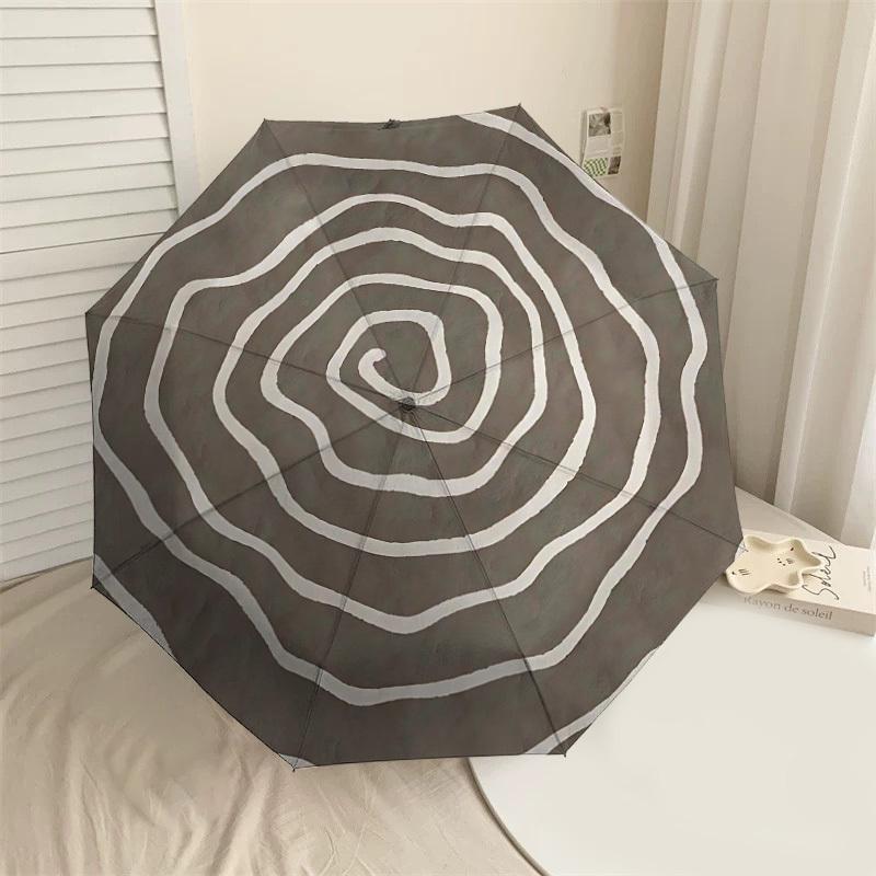 

1PC Spiral Pattern Umbrella-8-Rib Reinforced Portable Folding Travel Suitable for All Seasons Outdoor Daily Use-J337