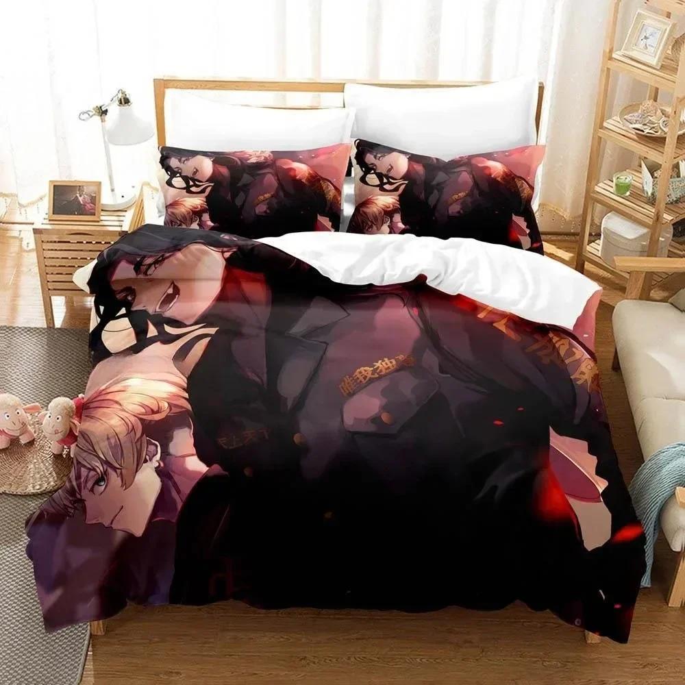 New 3D Anime Tokyo Revengers Bedding Set Printed Bed Set With Pillowcase Bed Duvet Cover Soft Queen King Size Bedclothes Home
