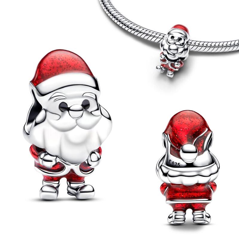 New In Christmas Dangle Charm Beads Fits Bracelet Bangle Necklace Rose Gold Pendant Women Luxury Diy Jewelry Party Festival Gift